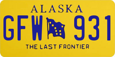 AK license plate GFW931