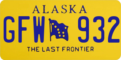 AK license plate GFW932