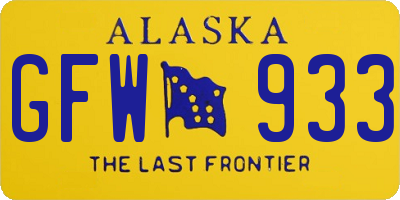 AK license plate GFW933