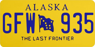 AK license plate GFW935