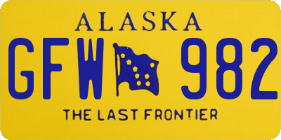 AK license plate GFW982