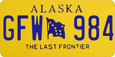 AK license plate GFW984