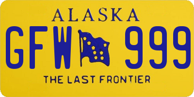 AK license plate GFW999