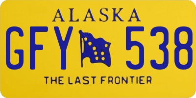 AK license plate GFY538