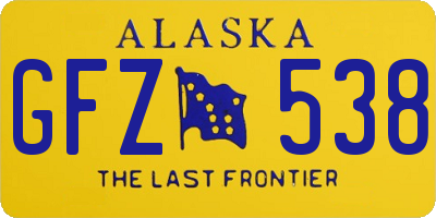AK license plate GFZ538