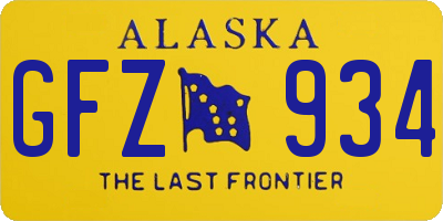 AK license plate GFZ934