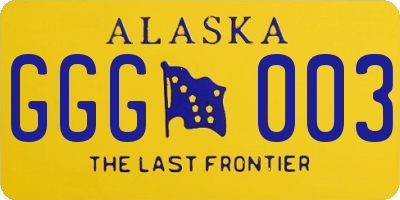 AK license plate GGG003