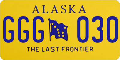 AK license plate GGG030
