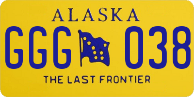 AK license plate GGG038