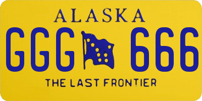 AK license plate GGG666