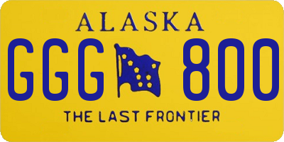 AK license plate GGG800