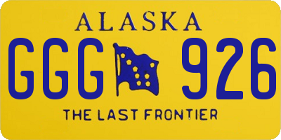 AK license plate GGG926