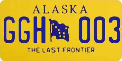 AK license plate GGH003