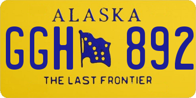 AK license plate GGH892