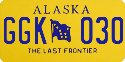 AK license plate GGK030