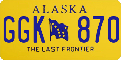 AK license plate GGK870
