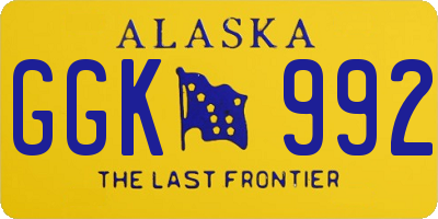 AK license plate GGK992
