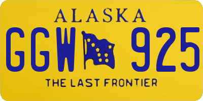 AK license plate GGW925
