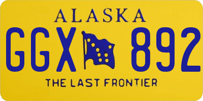 AK license plate GGX892