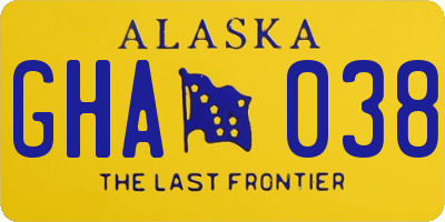 AK license plate GHA038