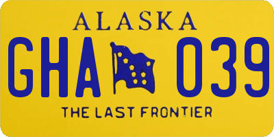 AK license plate GHA039