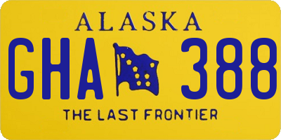 AK license plate GHA388