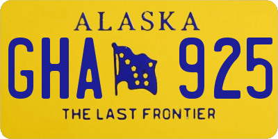 AK license plate GHA925