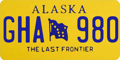 AK license plate GHA980