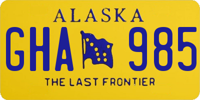 AK license plate GHA985