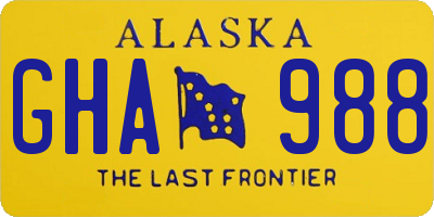 AK license plate GHA988