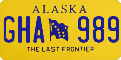 AK license plate GHA989