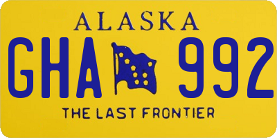 AK license plate GHA992