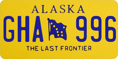 AK license plate GHA996