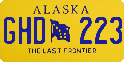 AK license plate GHD223