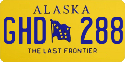 AK license plate GHD288