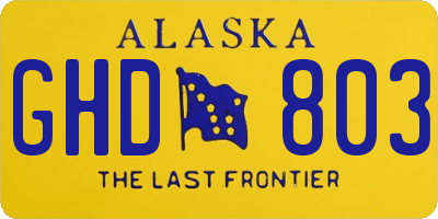 AK license plate GHD803