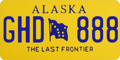 AK license plate GHD888