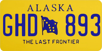 AK license plate GHD893