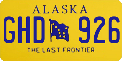 AK license plate GHD926