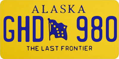 AK license plate GHD980