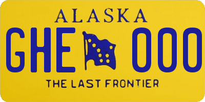 AK license plate GHE000