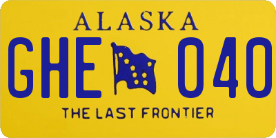AK license plate GHE040