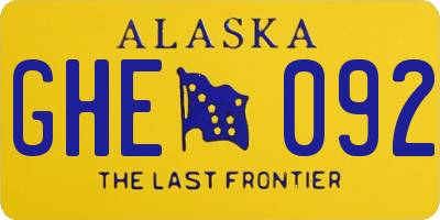 AK license plate GHE092