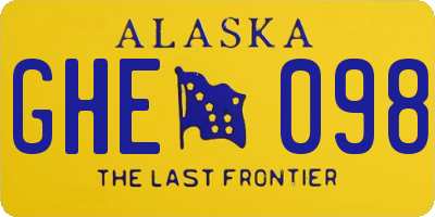 AK license plate GHE098
