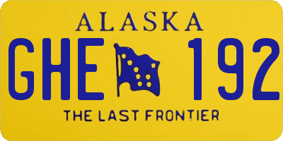 AK license plate GHE192