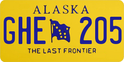 AK license plate GHE205