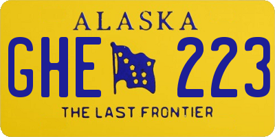 AK license plate GHE223