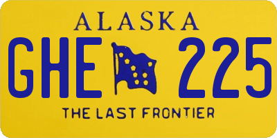 AK license plate GHE225