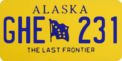 AK license plate GHE231