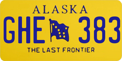 AK license plate GHE383